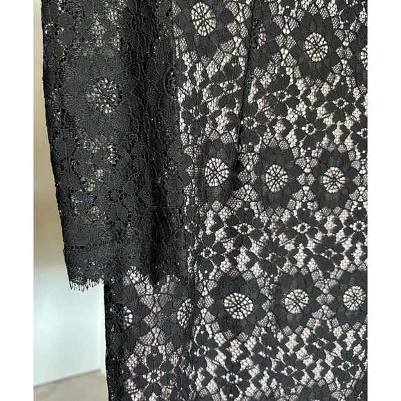 Maggy London Sheath Dress Size 10 Nude Black Lace Overlay Star Flower NWT - Picture 10 of 16